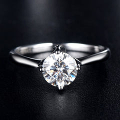 (1.0CT) Moissanite Round Cut Four Prongs Solitaire Opening Silver Engagement Ring for WomenAdjustable