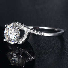 Twist Arm Surround Soleste Halo 1.0 Carat Moissanite Engagement Ring