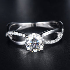 Interwoven Modern Split Shank 1.0 Carat Moissanite Engagement Ring