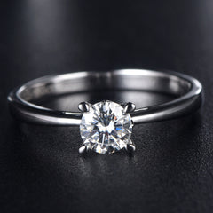 Four Prongs Solitaire Round Cut Moissanite Engagement Ring