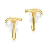 Natural Freshwater Pearl Hammer Sterling Silver Stud Earrings