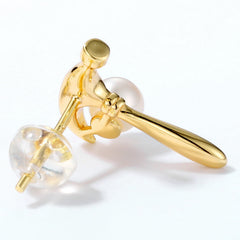 Natural Freshwater Pearl Hammer Sterling Silver Stud Earrings