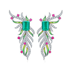 Phoenix Wings Enamel Drop Earrings