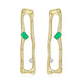 Golden Rectangle Enamel Drop Earrings