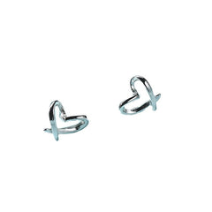 Hollow Peach Heart Silver Studs Earrings for Women