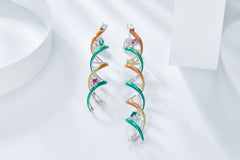 DNA Shape Pendant Enamel Drop Earrings