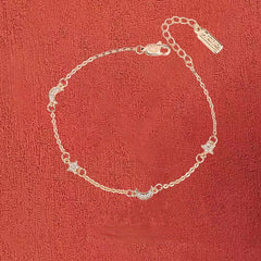 Zircon Little Star and Moon Silver Bracelet for Women