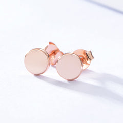 Plated Rose Gold Smooth Round Silver Studs Earrings for Women