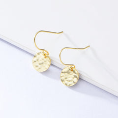 Concave and Convex Round Shape Silver Drop Earrings for Women