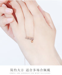 Valentine's Day Gift LOVE Letter with Zircon Silver Necklace for Women