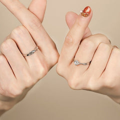 Heart with Zircon Silver Couple Ring for Women