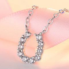 U-shaped Zircon Horseshoe Pendant Silver Necklacefor Women