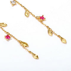 White Pear Blossom Colourful Zircon Long Tassel Sterling Silver Drop Earrings