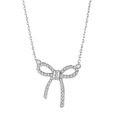 Zircon Bowknot Pendant Silver Necklace for Women