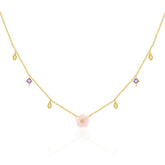Pink Mother of Pearl Plum Blossom Silver Necklace