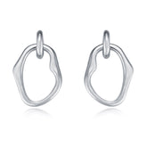Irregular Circle Pendant Silver Drop Earrings for Women