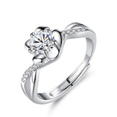 Zircon Peach Flower Silver Ring