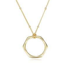 Geometric Hexagon Pendant Sterling Silver Necklace for Women