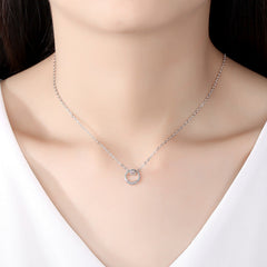 Marquise Zircon Circle Pendant Silver Necklace for Women
