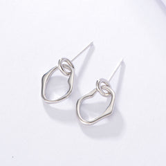 Irregular Circle Pendant Silver Drop Earrings for Women