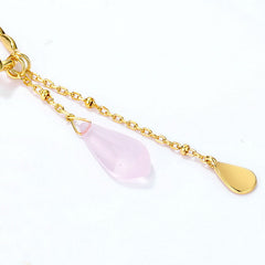 Luxury Tassel Pink Crystal Silver Drop Earrings