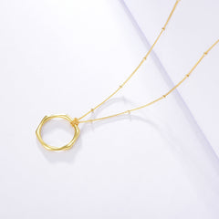 Geometric Hexagon Pendant Sterling Silver Necklace for Women