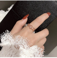 Zircon Star Double Layers Silver Ring