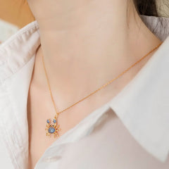 Ocean Series Blue Spinel Crab Sterling Silver Pendant