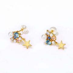Colourful Gemstones Star Sterling Silver Drop Earrings