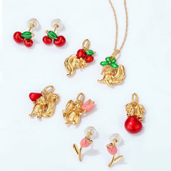 Cherry Sterling Silver Stud Earrings