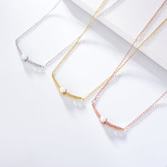Opal Jewelry with Zircon Silver Necklace for Women