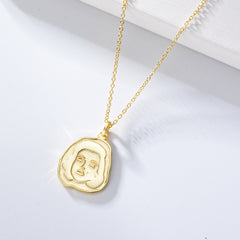 Classic Monroe Head Pendant Sterling Silver Collarbone Necklace for Women