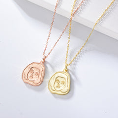 Classic Monroe Head Pendant Sterling Silver Collarbone Necklace for Women