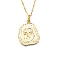 Classic Monroe Head Pendant Sterling Silver Collarbone Necklace for Women