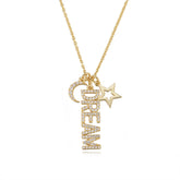Letter DREAM with Zircon Pendant Silver Necklace for Women
