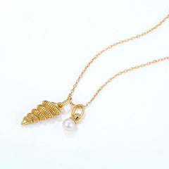 Conch Natural Freshwater Pearl Sterling Silver Necklace