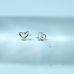 Hollow Peach Heart Silver Studs Earrings for Women