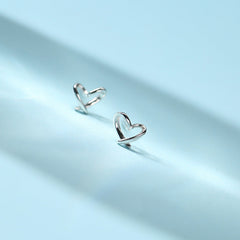 Hollow Peach Heart Silver Studs Earrings for Women