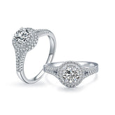 S925 Sterling Silver Four-prong Zircon Ring Group Set Elegant Ring Women's European and American Cross-border Hot Selling 1 Carat Ring Light Luxury Jewelry