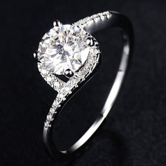 Twist Arm Surround Soleste Halo 1.0 Carat Moissanite Engagement Ring