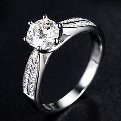 Double Row Cathedral 1.0 Carat Round Cut Moissanite Engagement Ring