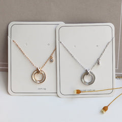 Mother of Pearl Hollow Circle Silver Necklace for Women