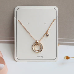 Mother of Pearl Hollow Circle Silver Necklace for Women