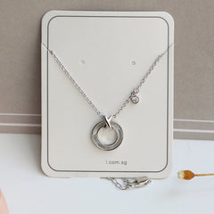 Mother of Pearl Hollow Circle Silver Necklace for Women