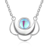 Lace Moon Pendant with Round Moon Stone Sterling Silver Necklace