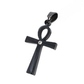 Brushed Ankh Cross Zircon Titanium Steel Pendant for Men