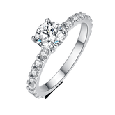 Cathedral Round Cut Moissanite Engagement Ring