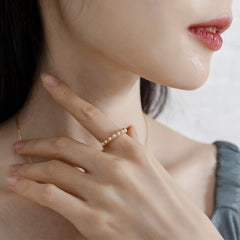 Maple Leaf Element Leaf Tip Pearl Opening Sterling Silver Ring