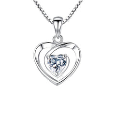 (Pendant Only) Valentine's Day Gift Love Zircon Heart Silver Pendant for Women