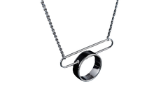 Metal Circle Black Enamel Necklace